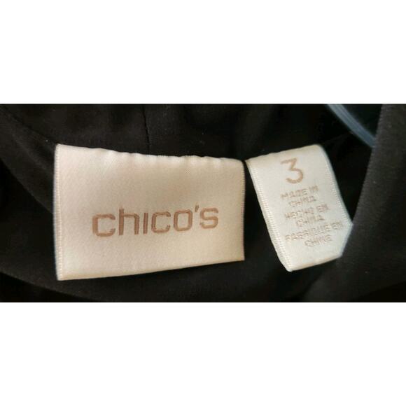 Chicos Black & White Polka Dots Size 3 (XL) Open Jacket TOP Semi Sheer Back - Picture 6 of 8